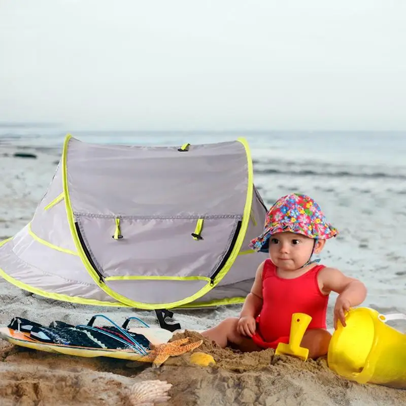 Детская портативная кровать для путешествий Пляжный Тент UPF 50+ солнцезащитный тент всплывающие москитная сетка и 2 колышка