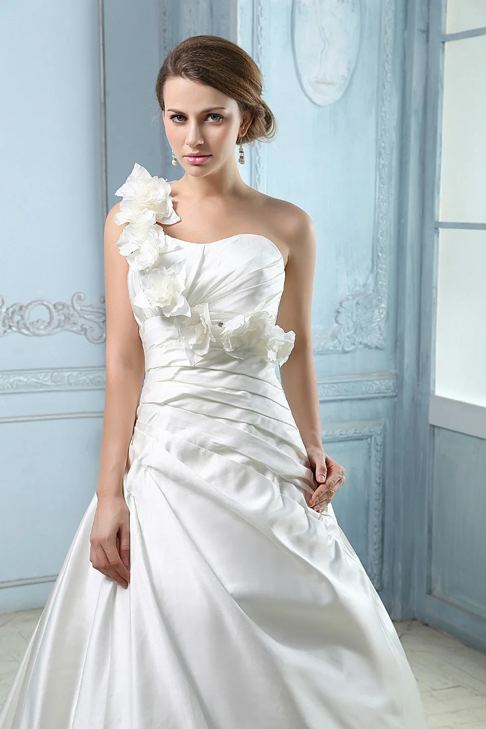 Silk One Shoulder Wedding Dress