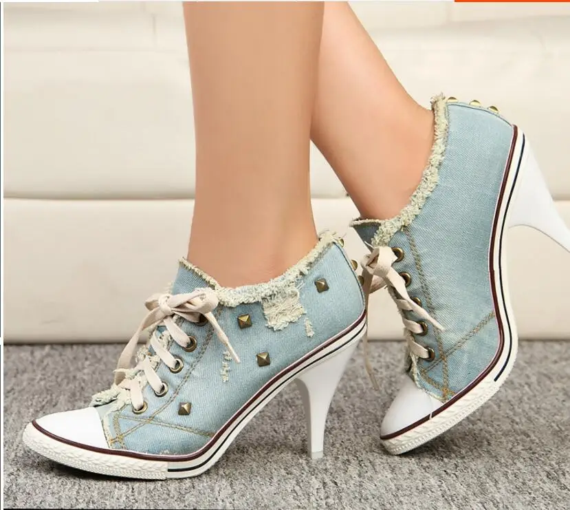 Kaeve blue denim water wash Ankle boots fashion Stiletto
