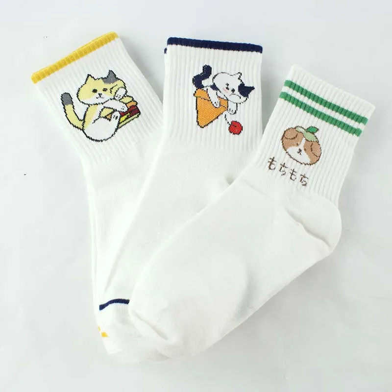 [COSPLACOOL] милые японские носки с изображением животных, забавные носки Kawaii фруктовые носки, художественные белые носки для женщин, новинка, Harajuku Chaussette Femme