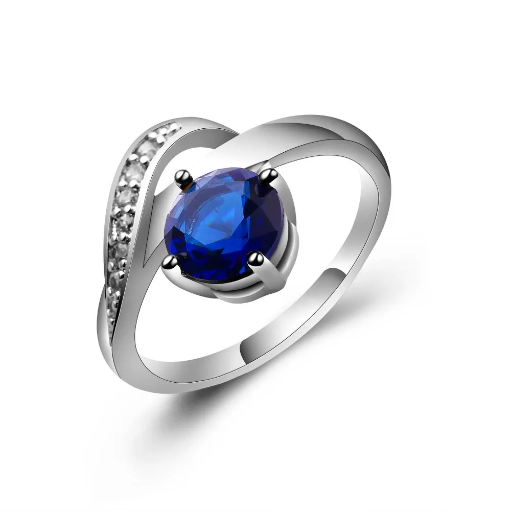 

Elegant weeding rings for women Curved hollow Round Dazzling Blue Green CZ Ring Finger Ring for Women Wedding Engagement Jewelry