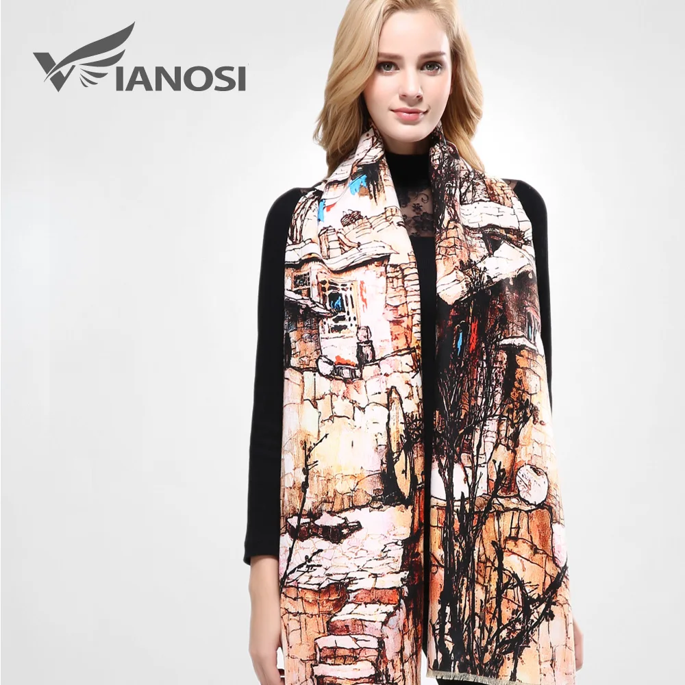 [VIANOSI] Brand Scarf Winter Women Scarf Female Wool Printing Shawl Best Quality Cashmere Studios Warm Woman Wraps VA063