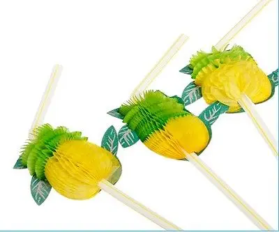 Новинка 100 шт Гавайская тема 3D фрукты Летняя Вечеринка красочные Коктейльные напитки соломенная забавная