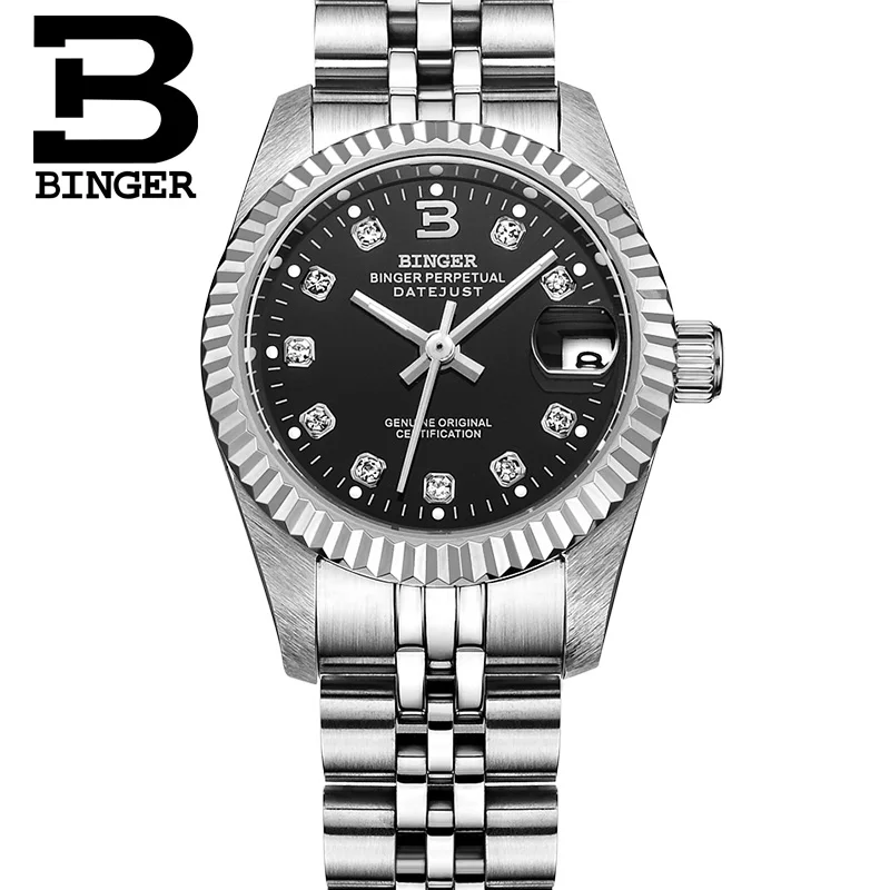 Оригинальные Роскошные брендовые автоматические механические мужские часы BINGER, сапфировые деловые водонепроницаемые Модные часы с календарем - Цвет: 07 Women