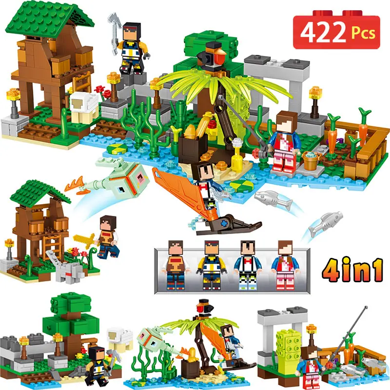 

New Technic My World Building Blocks Seaside Farm Series LegoINGLYS Minecrafted Guard Bricks Set Toys For Children 4 In 1
