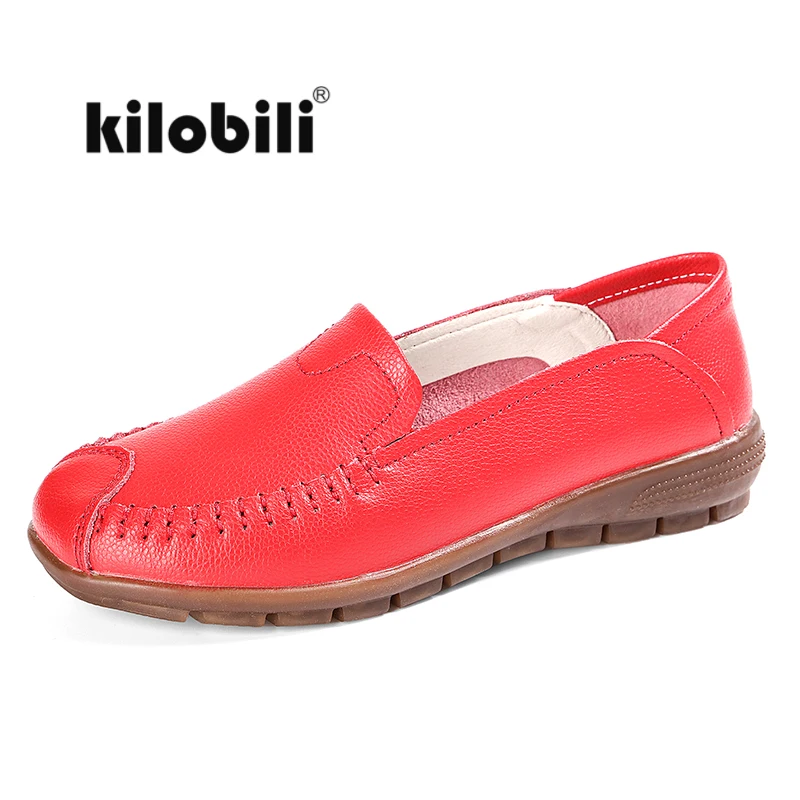 Kilobili/2018 осенние женские кроссовки обувь на плоской подошве из натуральной кожи