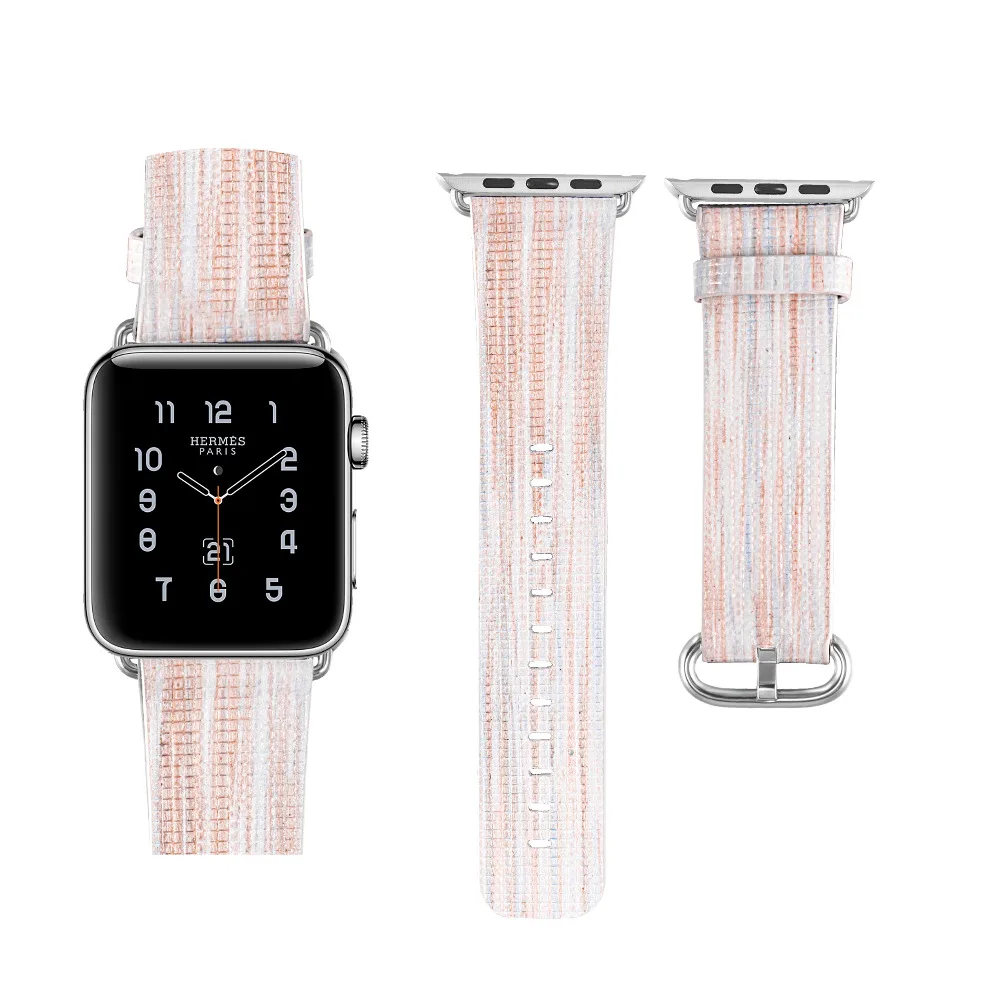 Кожаный ремешок для apple watch band apple watch 4 3 42 мм/44 мм с цветочным принтом correa iwatch band 40 мм/38 мм ремешок для браслета