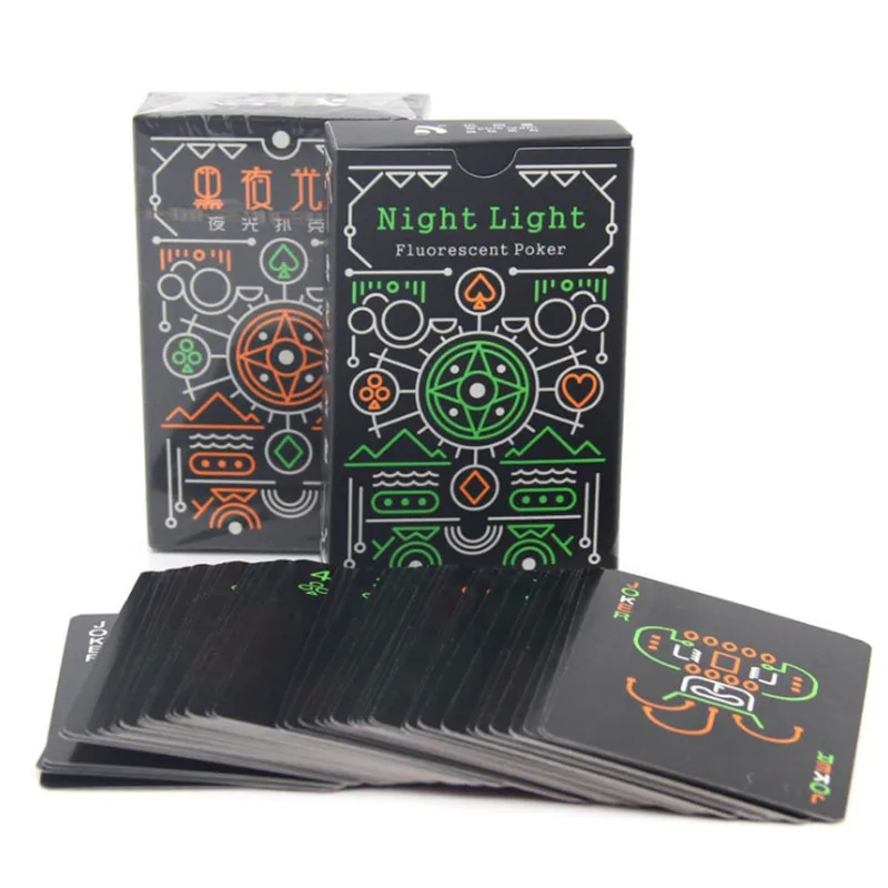 

Black Luminous Fluorescent Poker Cards Playing Card Glow In The Dark Bar Party KTV Night Luminous Collection Special Poker