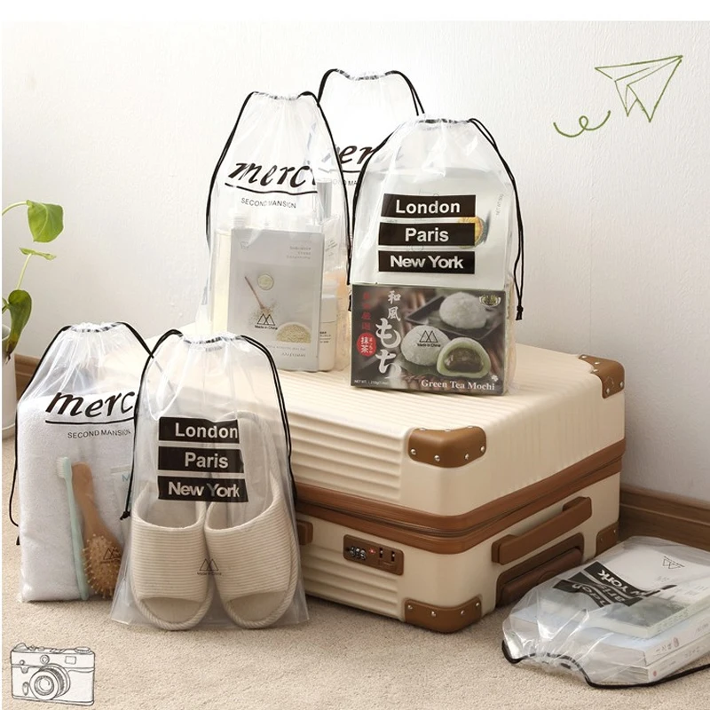 

Transparent Travel Cosmetic Bag Women Drawstring Makeup Case Bath Organizer Toiletry Wash Beauty Kit Storage Pouch Make Up Box