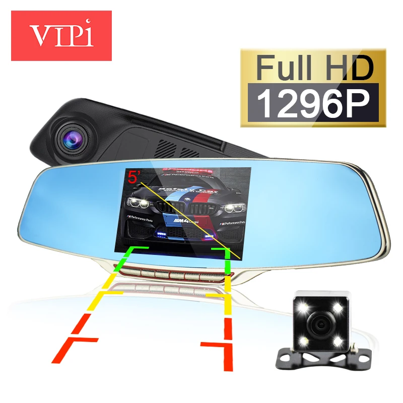 5 0 &quotFull HD1296P двойной объектив камера заднего вида для машины зеркало