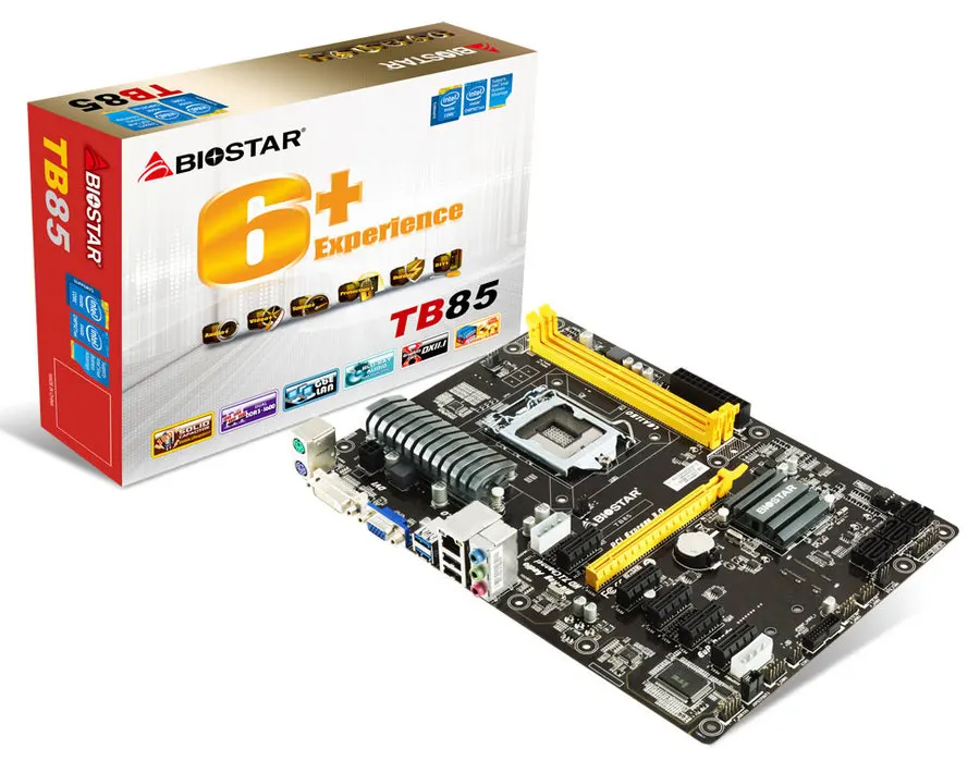 Pc компьютерных плат Biostar TB85 Eth LGA 1150 Intel Core i7 i5 i3 Xeon Pentium DDR3 ethereum Шахтер Поддержка 6