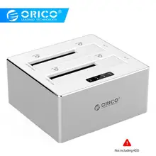 Док-станция ORICO USB 3,0 на SATA 3,0 с двумя отсеками для жесткого диска, алюминиевая с функцией клона для 2,5/3,5 дюймовых HDD, SSD для Windows Mac OS