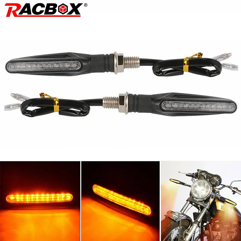 

RACBOX 2x 4x Motorcycle Turn Signal Light Brake Lamp Flowing Water Light Amber Light LED Flicker Bendable Tail Indicator Flasher