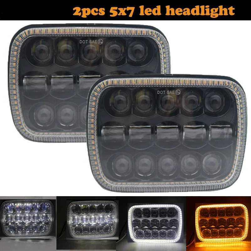 

5X7 led headlights 7X6 inch LED Headlight with Seal beam DRL Angel eyes halo for Jeep Wrangler YJ Cherokee XJ Trucks replacement