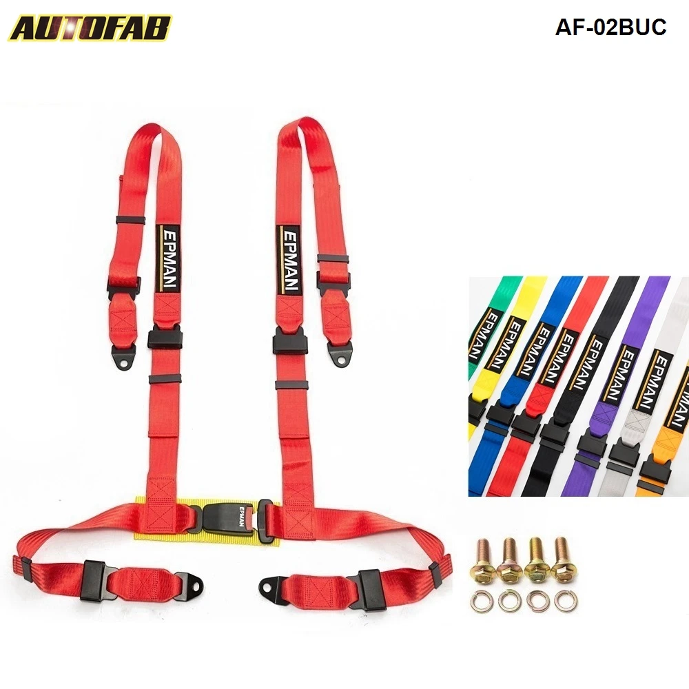 1x Universal Black 4 Point Buckle Auto Car Racing Safety Seat Belt Harness Strap
