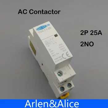 

1 pcs TOCT1 2P 25A 220V/230V 50/60HZ Din rail Household ac Modular contactor 2NO