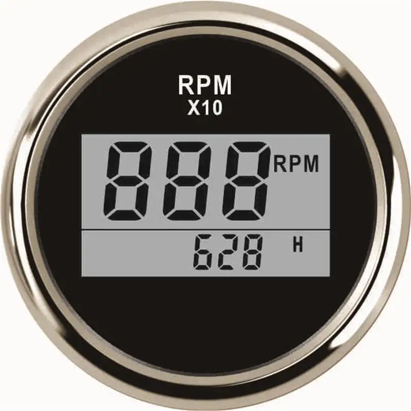 

2''(52mm) Boat LED Digital Tachometer Engine Hourmeter 0-9990RPM Marine Outboard Truck Car RV Waterproof RPM Meter