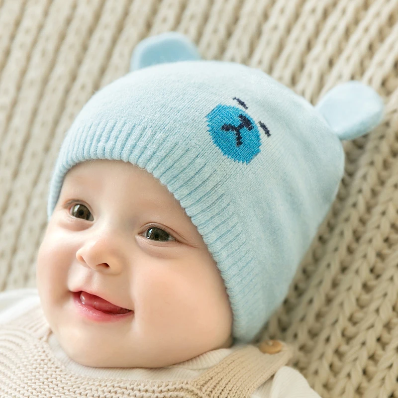 Buy 2017 winter warm Baby cotton beanies knit cartoon