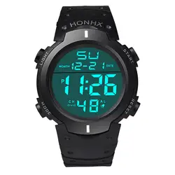 2017 мода водонепроницаемый для мужчин мальчик ЖК цифровой секундомер Дата Резиновые Спортивные наручные часы Y7918