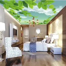 wallpaper 3d ceiling Blue sky white clouds green leaf ceiling murals wall 3d wallpaper 3d ceiling murals wallpaper