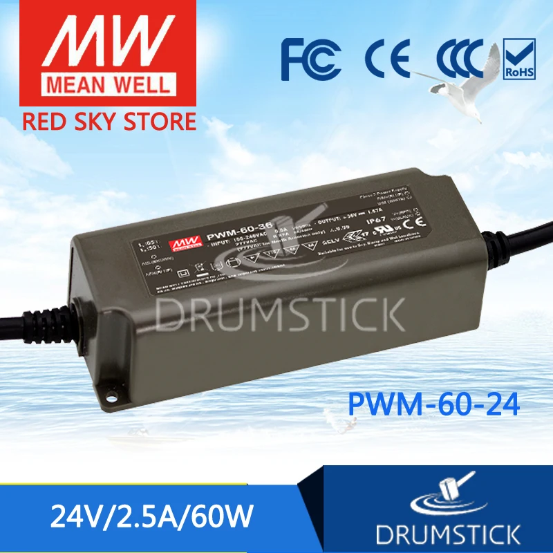 

MEAN WELL original PWM-60-12 12V 2.5A meanwell PWM-60 12V 60W Single Output LED Power Supply