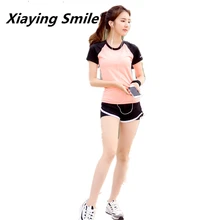 Xiaying улыбка Для женщин дышащая 10 цветов Спорт бег комплект Yoga Summer быстросохнущая тренажерный зал Фитнес Йога набор тренировки спортивной костюм