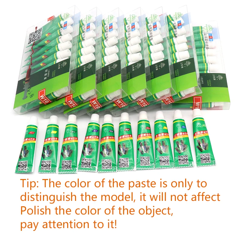 High Quality 12pcs W0.5-W40 Diamond Abrasive Grinding Polishing Paste Needle Tube Lapping Compound Metal Jade Amber Buffing Tool