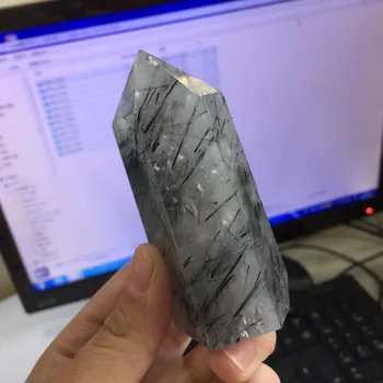 

3.28 Special Offer--178g Natural Black Tourmaline Quartz Crystal Healing Point Mineral Stone Wand Home Decoration