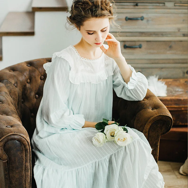 

New Arrivals Lace Nightgowns Soft Home Dress Cotton Nightwear Pregnant Women Sleepwear Solid Sleep Lounge Vintage NightgownCC595