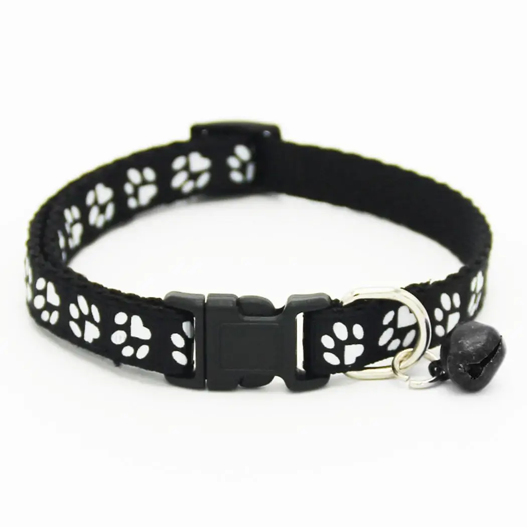 

Pet Collar Dog Cat Footprint Safety Adjustable Nylon Leash Collars with Bell