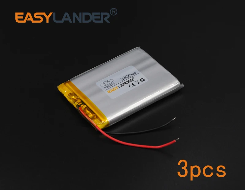 3pcs/Lot 3.7V 2500mAh 705070 Rechargeable li Polymer Li-ion Battery For Bluetooth Notebook Tablet PC Consumer electronics 075070 |