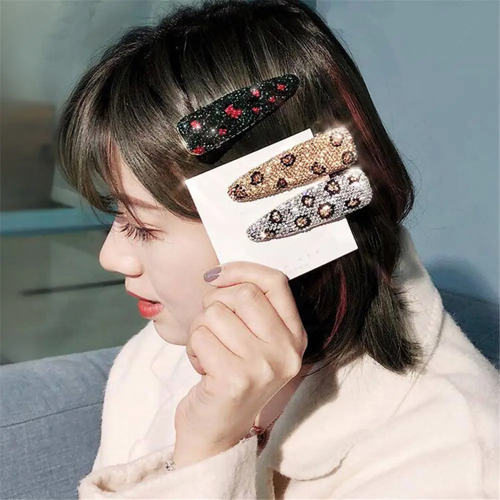 

1 Pc Women Shinning Crystal Leopard Print Hairpins Ladies Lovely Hair Clips Girls BB Clips Barrettes Girl Hair Accessories Gift