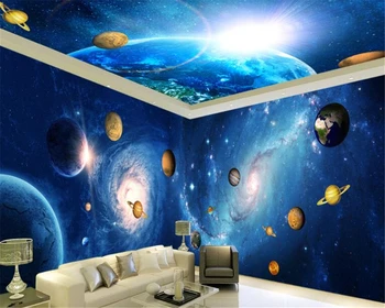 

beibehang papel de parede 3d HD space planet 3D theme space background wall decorative painting wallpaper for walls 3 d volume