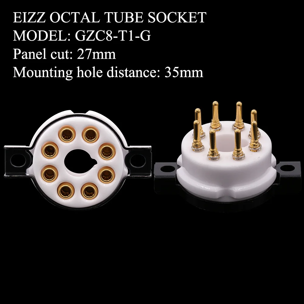 EIZZ высококачественный керамический 8-контактный восьмиконтактный разъем для вакуумной трубки с золотыми латунными контактами Для EL34 KT88 6550 6V6 274B 6L6 Hifi ламповый усилитель DIY 1 шт