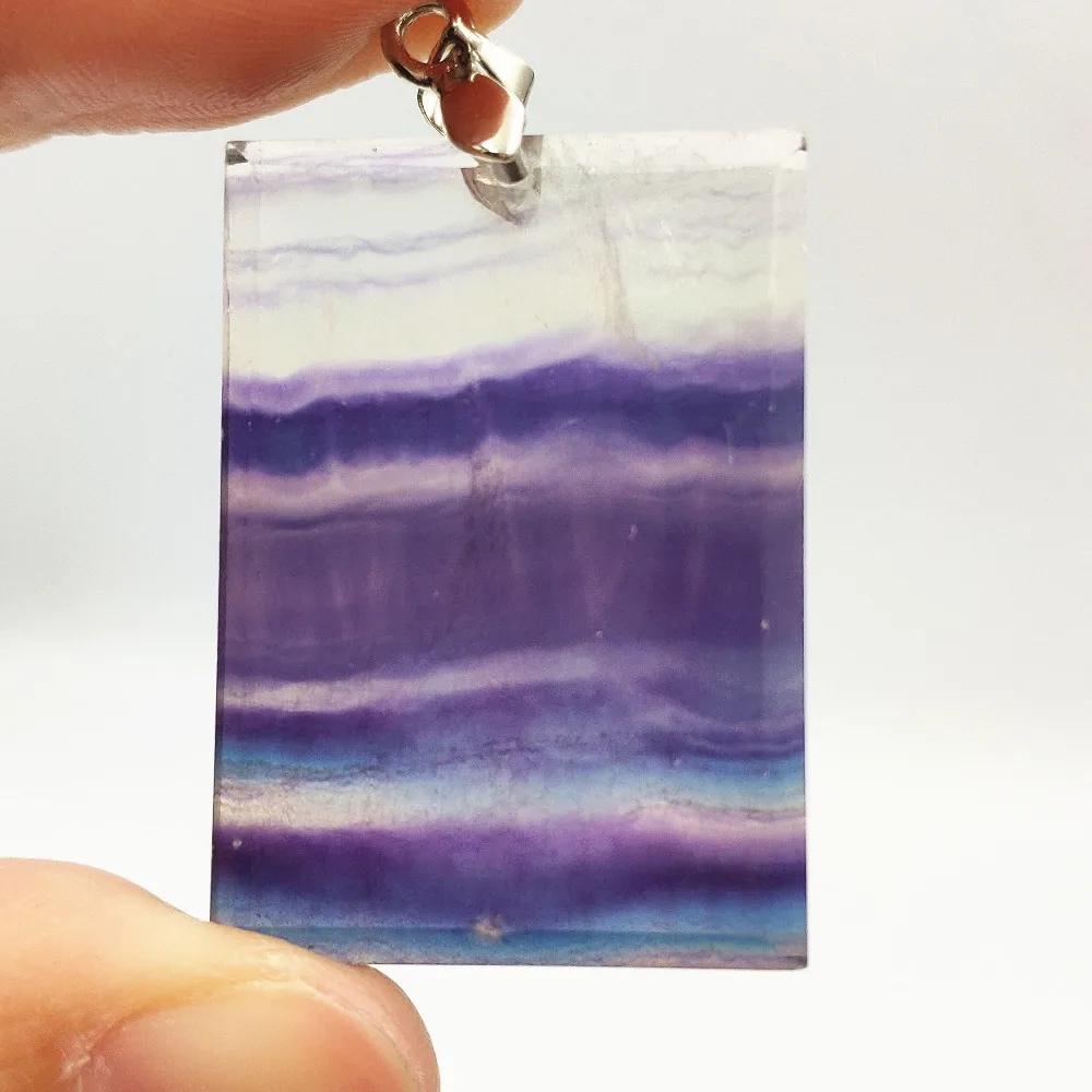 

Genuine Natural Colorful Rainbow Fluorite Pendant Size 32x23x7mm Fashion Best Reiki Newly Rectangle Carved Healing Stone AAAAAA