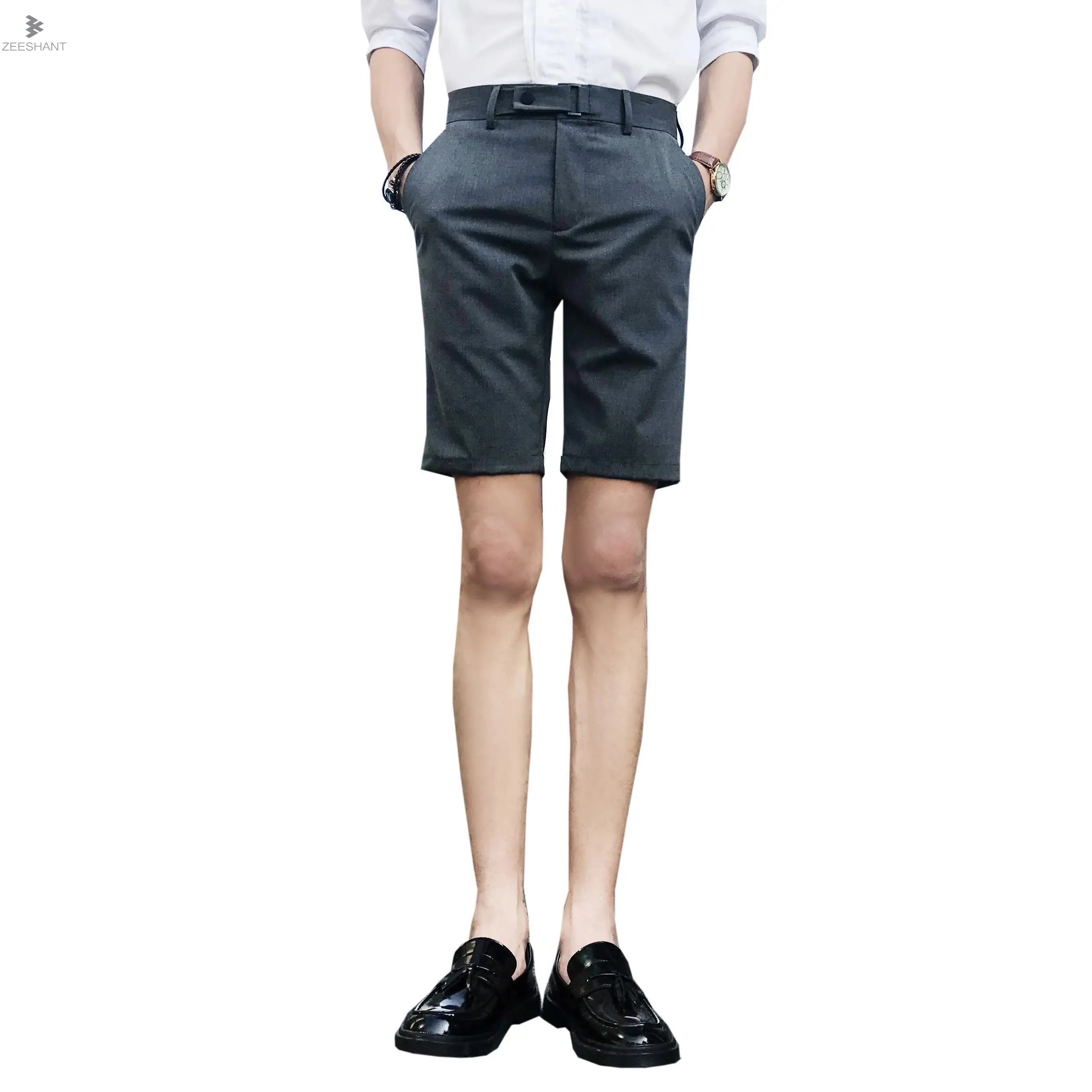 Zeeshant Mens Suit Shorts Summer Cotton Straight Men Shorts Breathable