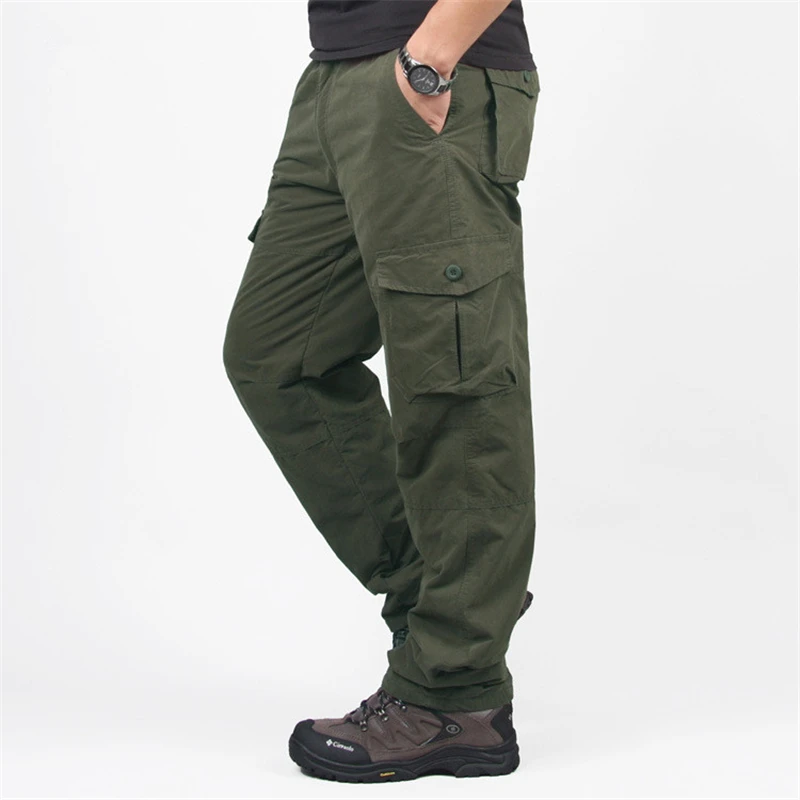 Флисовые брюки карго мужские зимние толстые теплые брюки двухслойные с карманами повседневные военные тактические брюки Pantalon Hombre