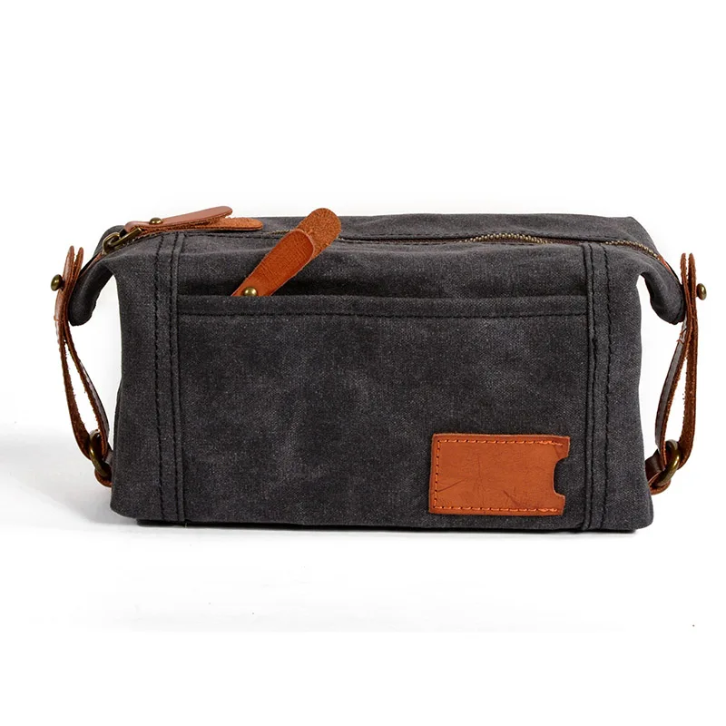 

2019 new arrival Waterproof Oil Wax Canvas Travel Washing Bag and Cosmetic Bag