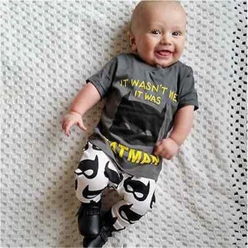 

Newborn Baby Clothes Set 0-2Y Infant Kids Boys Girls Short Sleeve T-Shirt Top+Pant Batman 2PCS 2017 Summer Children Clothing Set