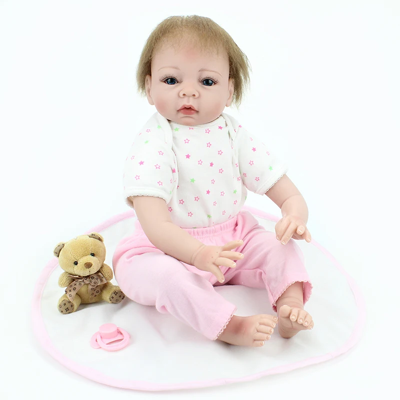

55cm Doll Vinyl Reborn Babies Handmade Realistic Brand Dolls Boy Girl Gift Toys For Kids 22" Soft Baby be reborn