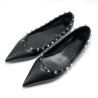 

genuine leather shoes women designer shoes women luxury 2019 pointed toe flats women Slip-On High Quality Value specia