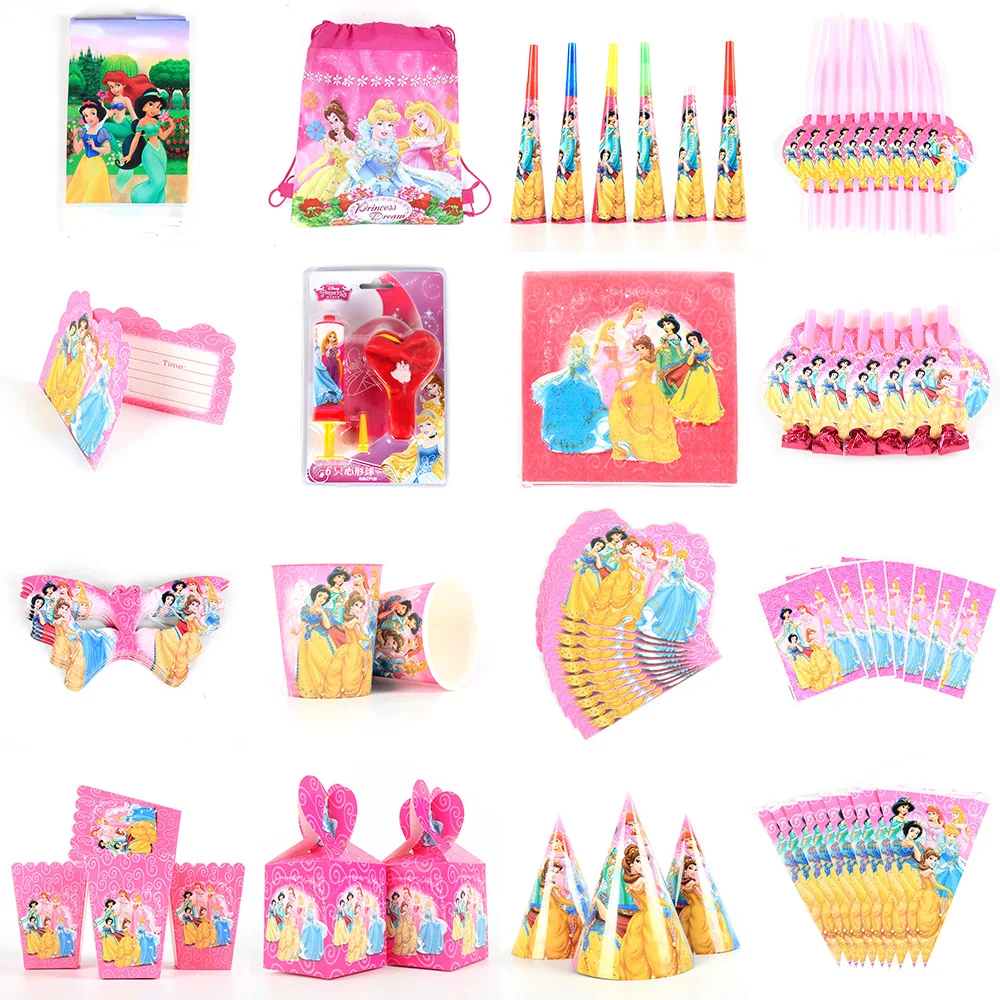 Princess Kids birthday party decorations girls Princess cartoon kids Party Supplies tableware Decoration Supplies baby shower