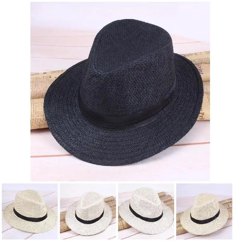 

2019 Newly Droppshiping Men Straw Panama Hat Handmade Cowboy Cap Summer Beach Travel Sunhat dg88