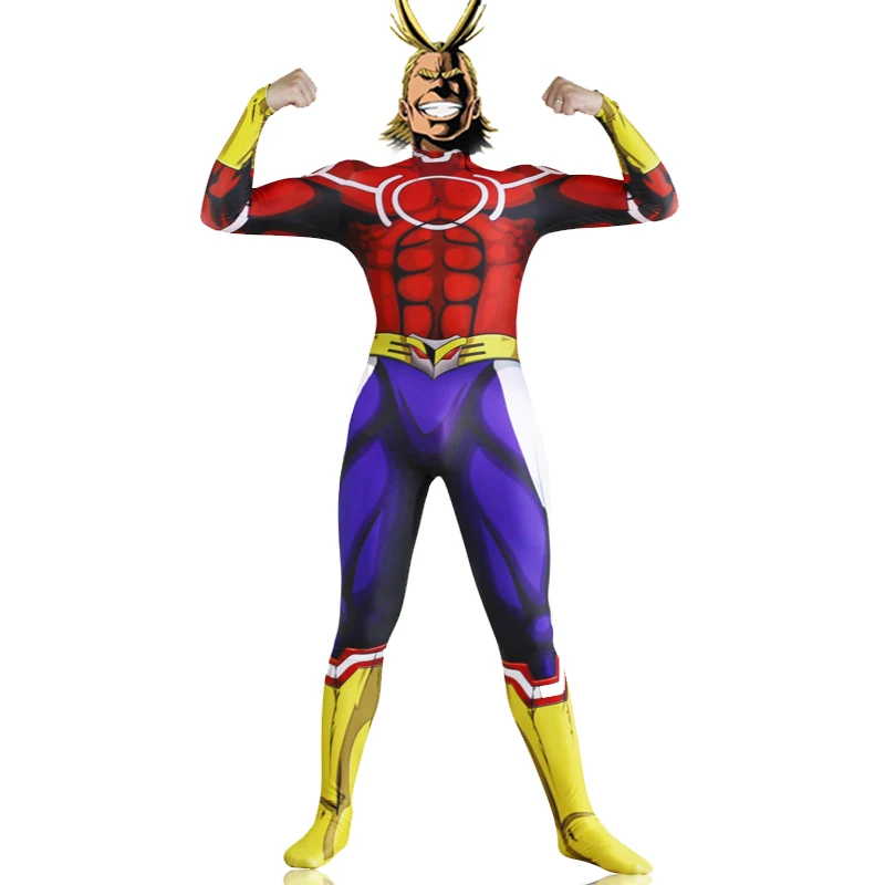 

Anime All Might My Hero Cosplay Costume Zentai Suit Skin Tight Suits Lycra Spandex Full Body Bodysuit Jumpsuit suits