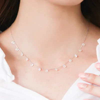 

DreamySky Hot Selling Pure 925 Sterling Silver Full Zircon Chain Necklaces For Women Jewelry Collar Colar Free Shipping