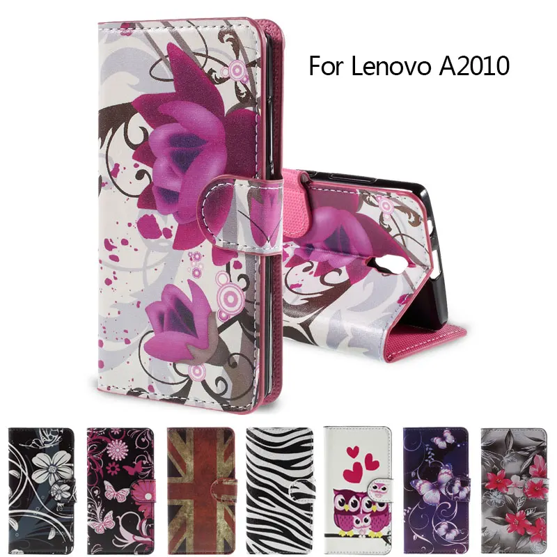 for Lenovo A 2010 PU Leather Bag Card Slots Horizontal Flip Cover for Lenovo A2010 with Stand Cases Wallet Case Delicate Flowers