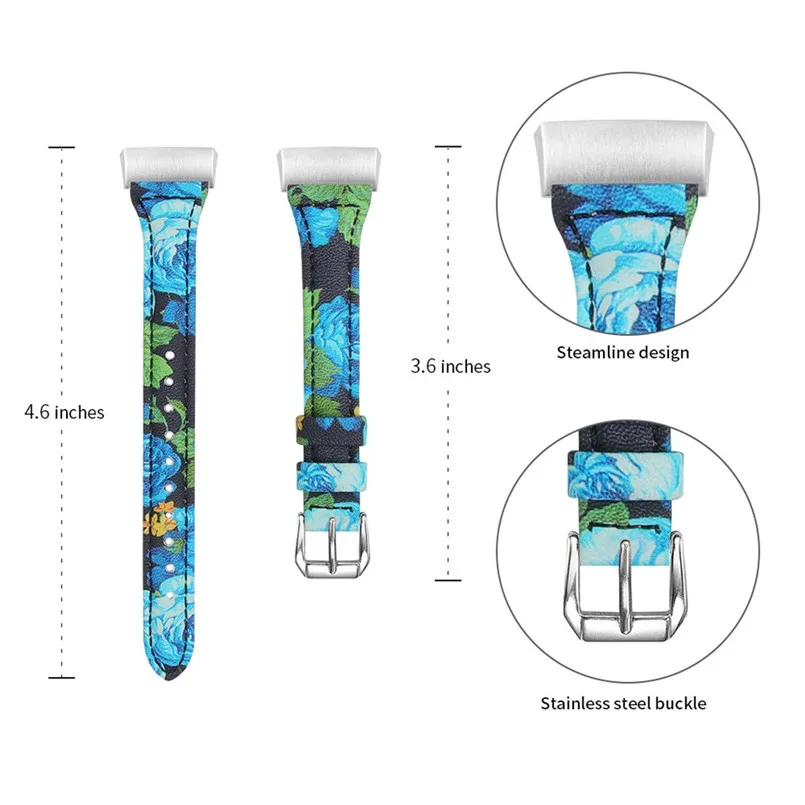 Replacement Accessories Leather Wristband Bands Wrist Straps forFitbit Charge 3 Watch Women Men 22mm 5.5-8.0 inch  40AP514