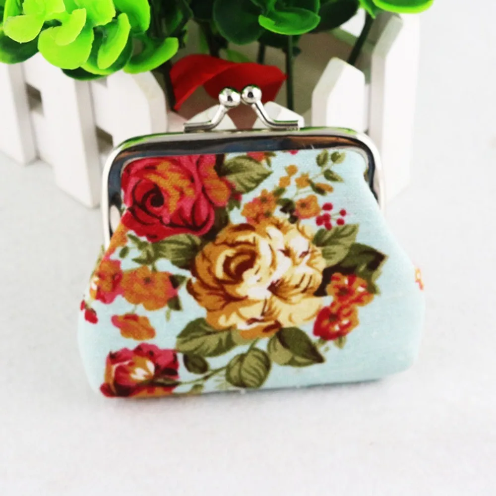 Женское Ретро винтажное портмоне, декорированное цветами, милый кошелек, Дамский маленький кошелек на застежке, сумочка, клатч Monedero - Цвет: LB