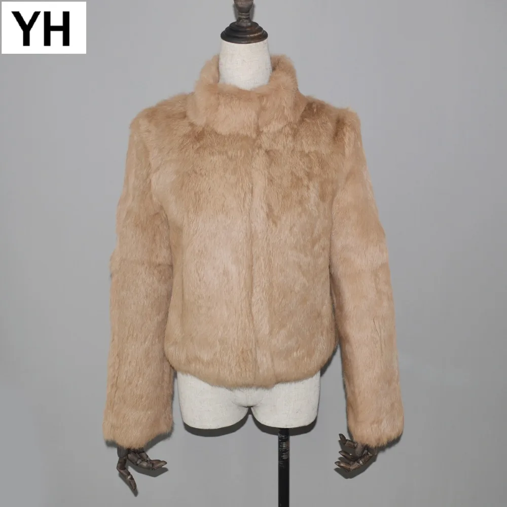 

Hot Sale Women Real Rabbit Fur Coat Natural Rabbit Fur Overcoat Slim Thin Real Rabbit Fur Coat 2019 Full Pelt Genuine Fur Jacket