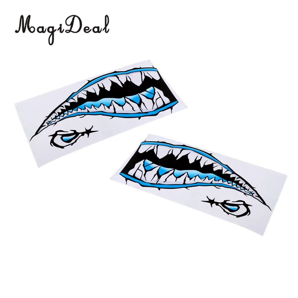 MagiDeal 2Pcs Large Waterproof Shark Teeth Mouth Decals Sticker for Kayak Fishing Dinghy Boat Surfboard Car Truck Bumper Laptop
